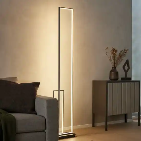 Lampada da terra piantana moderna led 3200k rettangoli nera Professionale
