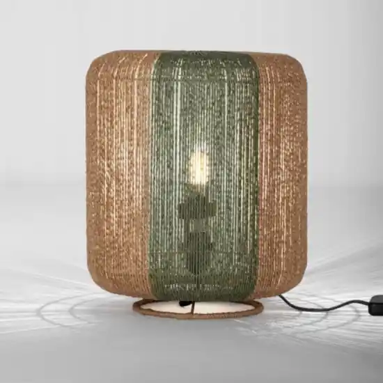 Prezzo Basso Lampada da terra etnica paralume corda intrecciata rattan
