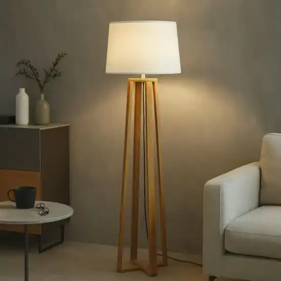 Lampada da terra moderna quattro piedi a croce in legno Spedizione Espresso