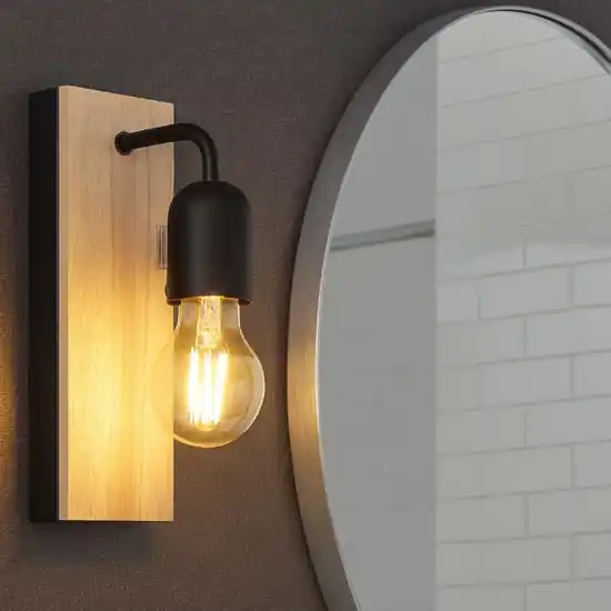 Applique nera per bagno in legno naturale ip44 Offerta Limitata