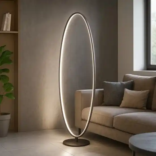 A Buon Prezzo Lampada da terra moderna led 3000k circolare nera