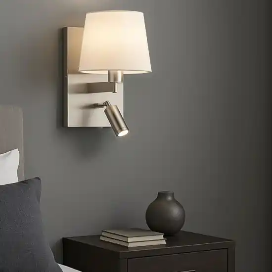 Scelto Dai Clienti Applique elegante per comodino camera da letto paralume bianco luce led