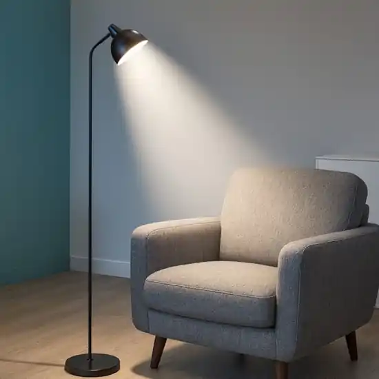Offerta Lampo Lampada da terra moderna nera per salotto orientabile