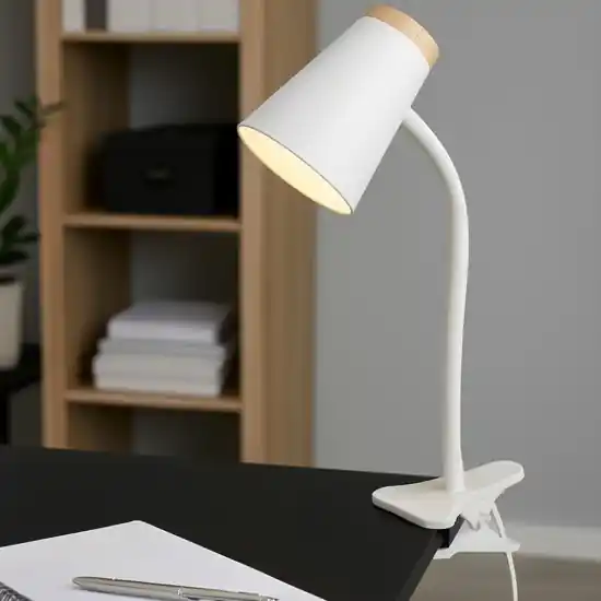 Subito Disponibile Lampada da scrivania orientabile bianca con pinza led 4.5w 3000k