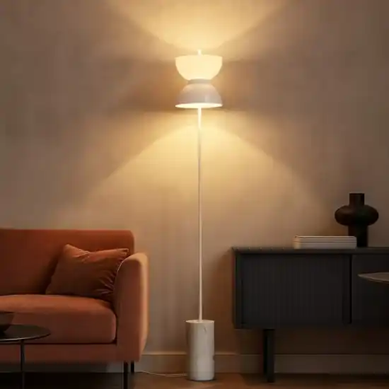 Lampada da terra moderna maytoni kyoto led 3000k base in marmo bianco h145 cm Compra Oggi Stesso