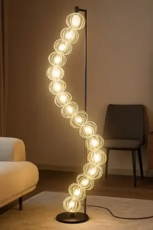 Ultimissimo Modello Maytoni golden cage lampada da terra oro led 3000k design originale per salotto