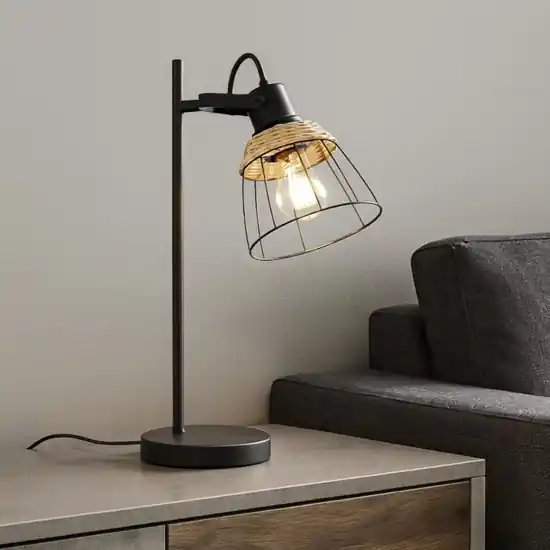 Più Venduto Lampada da tavolo orientabile per ufficio nero reticolo rattan