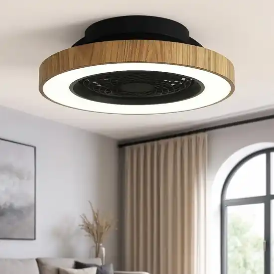Prezzo Basso Lampadario ventilatore con pale da soffitto nero legno con luce 18mq con telecomando