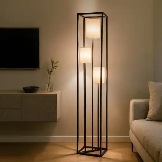 Compra Online Lampada da terra tre luci con portalampada in tessuto