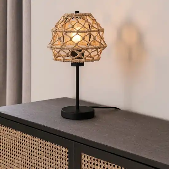 Lampada da tavolo marrone con paralume in canapa Offerta Del Giorno