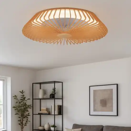 Lampadario ventilatore in legno con luce 18mq con telecomando Promozione