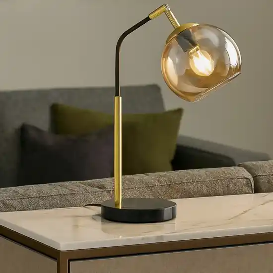 Lampada da tavolo orientabile nero oro base effetto marmo Prezzo Conveniente