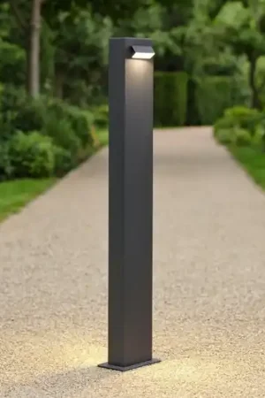 Acquista Ora Lampione nero per giardino led 3000k rettangolare moderno
