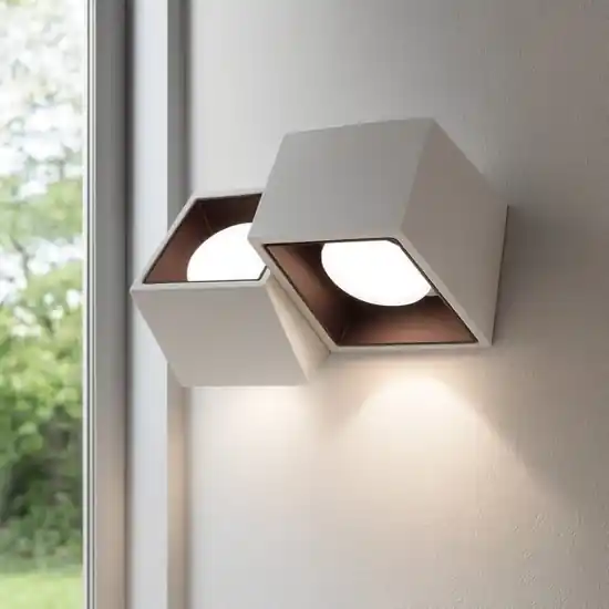 Sforzin applique di gesso bianco due luci quadrate nasso bronzo Novità