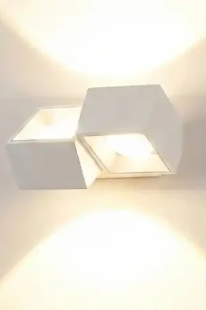 Saldi Sforzin applique in gesso bianco quadrata due luci bianche nasso