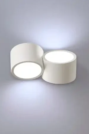 Applique di gesso bianco due luci rotonde sforzin nasso Solo Oggi