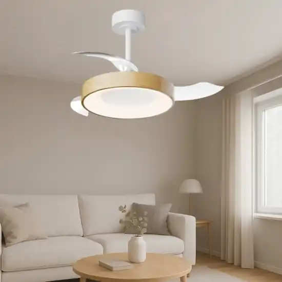 Offerta Speciale Plafoniera con ventilatore da soffitto bianco legno 13mq con telecomando