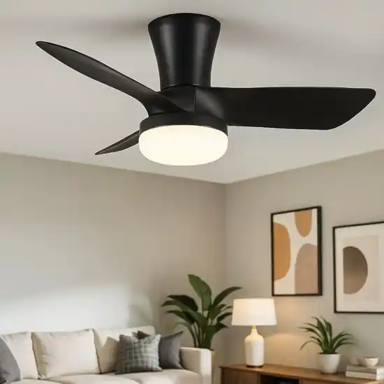 Ventilatore da soffitto a pale nero con luce e telecomando Soddisfatti O Rimborsati