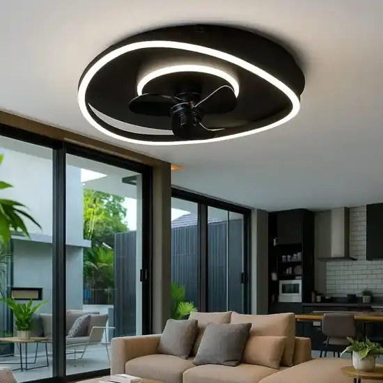 Promozione Esclusiva Plafoniera con ventilatore da soffitto nero luce telecomando