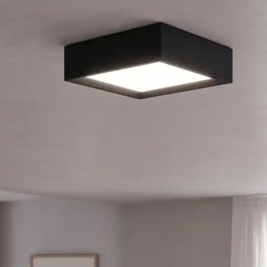 Prezzo Basso Linea light tara mini plafoniera moderna quadrata nera led 2700k ip40
