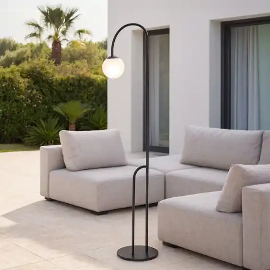 Piantana da esterno design ip65 nero sfera bianca led 3000k Sconto