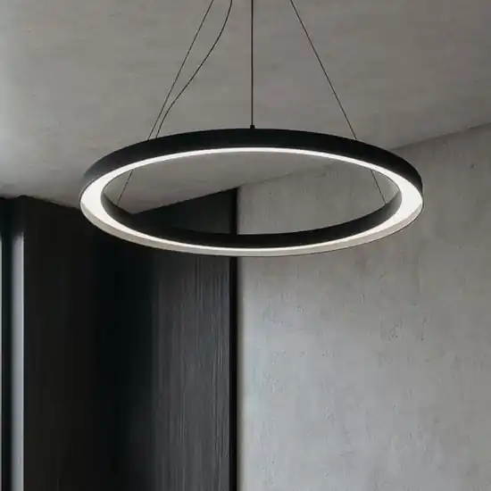 Linea light lira lampadario anello led 3000k nero ip65 Reso Gratuito