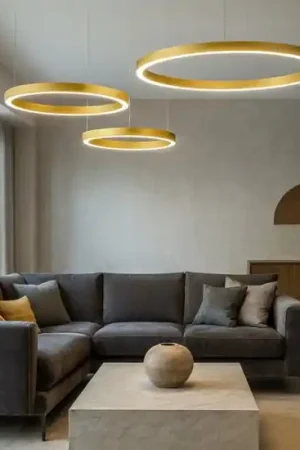Ultimissimo Modello Lampadario con 3 cerchi design criseide oro gea luce
