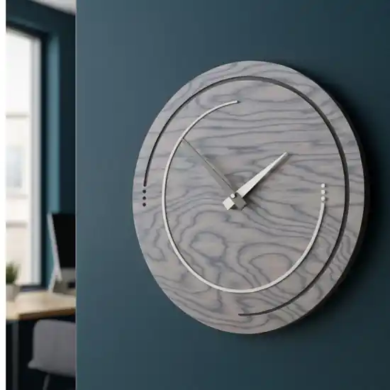 Promozione Esclusiva Orologio in legno moderno design rotondo grigio