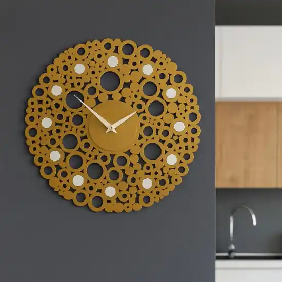 Orologio rotondo da muro legno oro moderno 40cm Novità