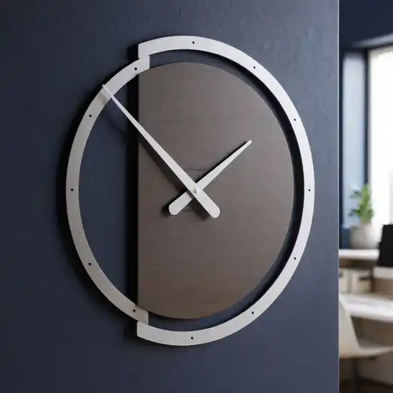 Acquista Ora Orologio in legno rotondo rovere e alluminio design moderno
