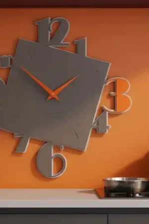 A Buon Prezzo Orologio moderno per parete numeri in legno arancione