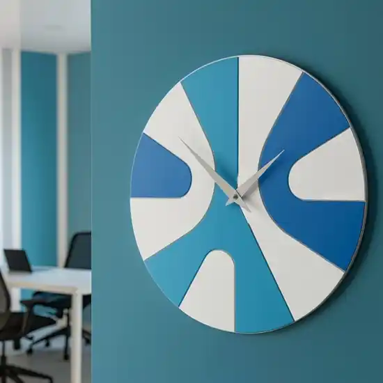 Orologio da parete azzurro in legno rotondo moderno Promo Stagionale