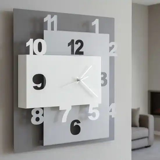 Prezzo Di Fabbrica Orologio da parete moderno fango bianco e sabbia quadrato