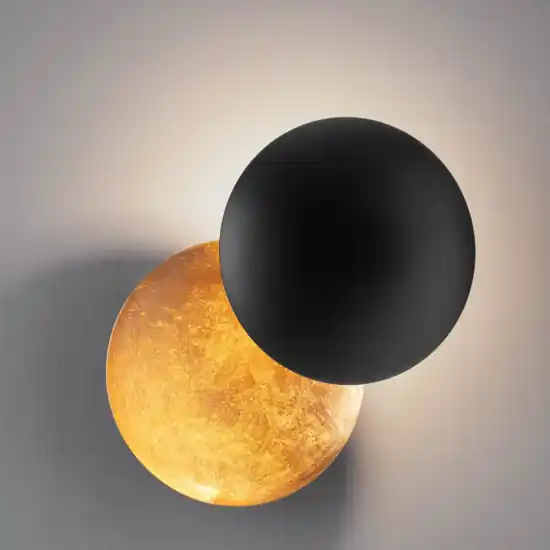 Applique led sole doppio disco nero foglia oro orientabile Promozione