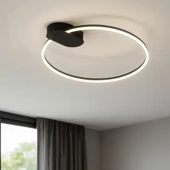 Plafoniera per camera da letto kiki nera cerchio led 3000k dimmerabile Promo Stagionale