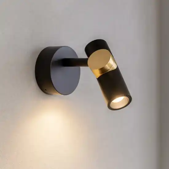 Non Perdere Linea light goose applique con spot nero oro led 11w 3000k orientabile