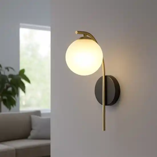 Pagamento Sicuro Applique nero oro sfera di vetro bianco per soggiorno
