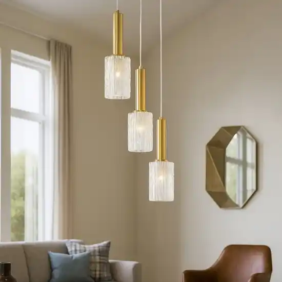Direttamente Dal Produttore Lampadario dorato 3 luci moderno vetri trasparenti