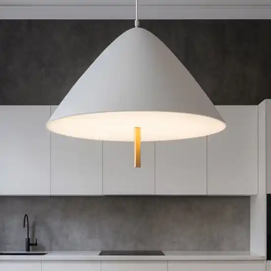 Lampadario cono bianco led 17w 3000k per tavolo cucina moderna Non Perdere