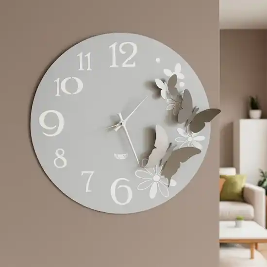 Novità Orologio da parete design farfalle bianco sabbia