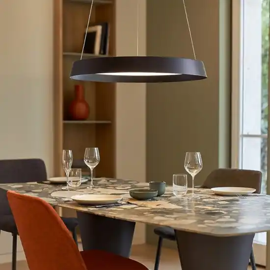 Offerta Limitata Lampadario nero tondo 45cm led 38w 2700k 3000k dimmerabile