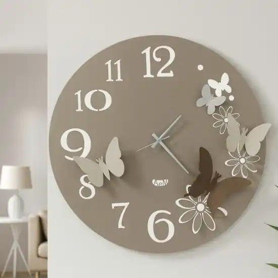 Orologio rotondo da parete sabbia moderno farfalle Compra Adesso
