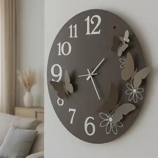 Orologio da parete moderno fango rotondo con farfalle Prezzo Di Fabbrica