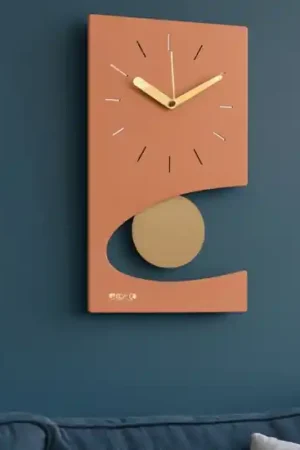 Vendita Finale Orologio da muro moderno color pesca pendolo dorato