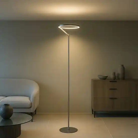 Lampada da terra nickel biemissione moderna led 26w 3000k dimmerabile Nuova Collezione