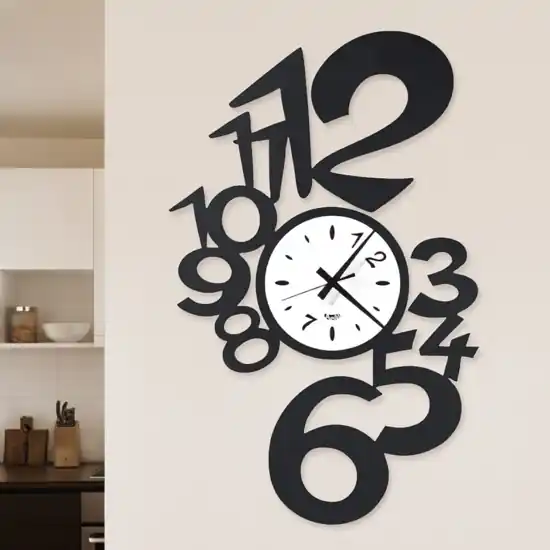 Orologio nero da muro moderno design numeri Pagamento Sicuro