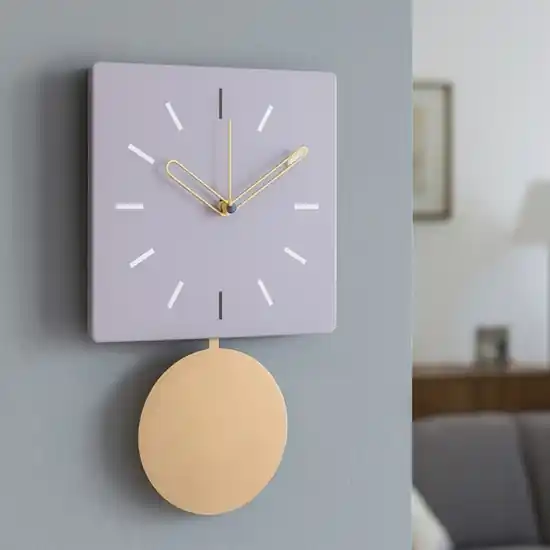 Orologio da muro a pendolo oro moderno quadrato gelso Offerta Lampo