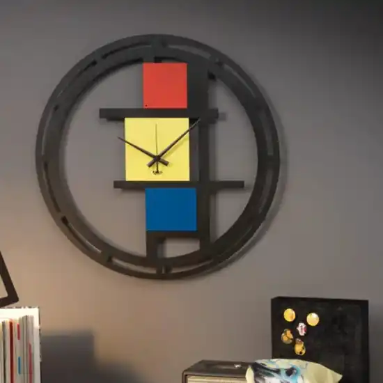 Orologio rotondo da parete design gemetrico multicolor Subito Disponibile