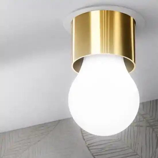 Faretto e27 ottone da incasso sporgente a soffitto birba linea light Reso Gratuito