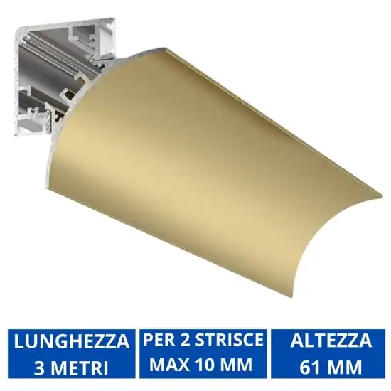 Profilo 3mt angolare oro lubiana c gea luce per n2 strip led max 10mm Occasione Imperdibile